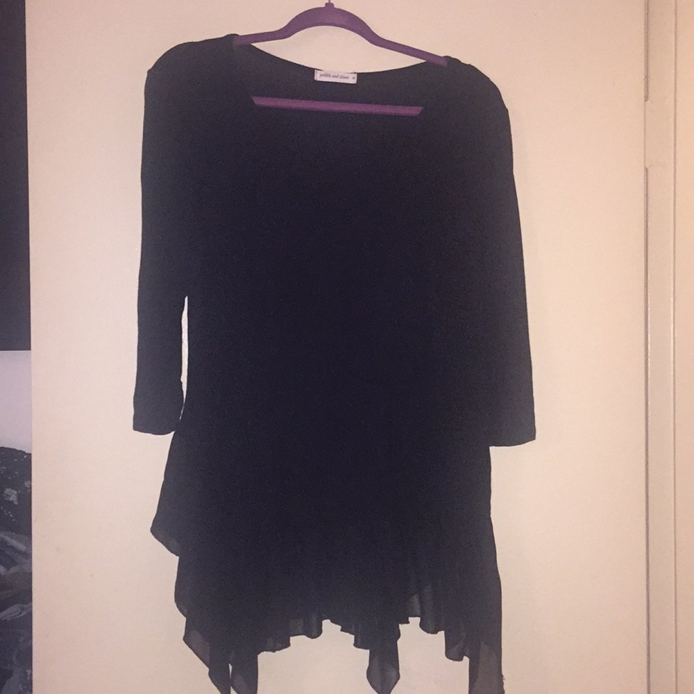 Black tee with chifonne trim